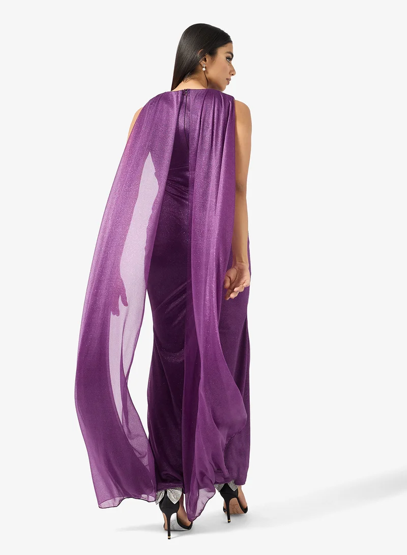 خزانة Flare Sleeved Shimmer Dress